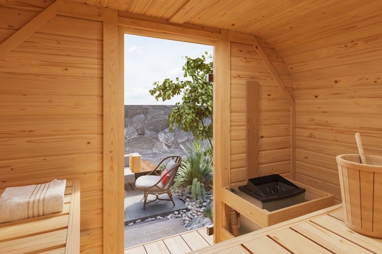 Karibu Saunahaus Fasssauna Quadro 1 Plus - 38 mm inkl. gratis Sauna-Zubehörset im Wert von 234,94 €