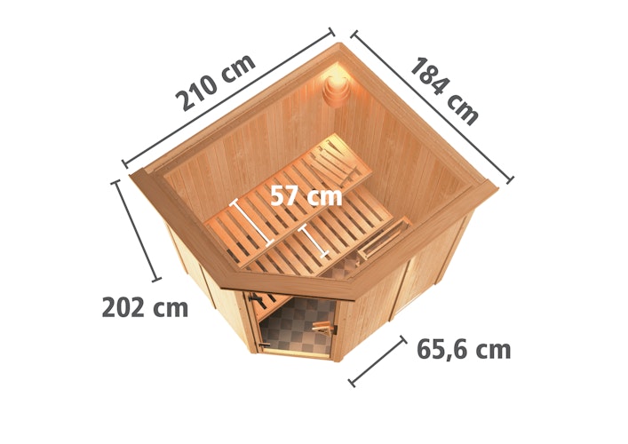 Karibu Sauna Lilja - 68 mm Systemsauna - 230 Volt Plug & Play inkl. gratis Sauna-Zubehörset im Wert von 234,94 €