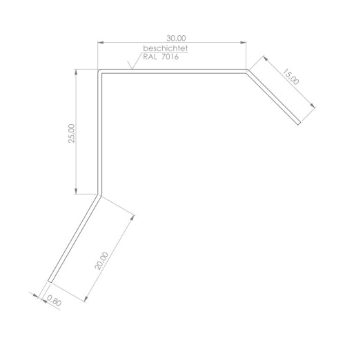 Blendenabdeckung für Gartenhäuser anthrazit (1 Stück, Typ 1b bis 30 mm Breite)
