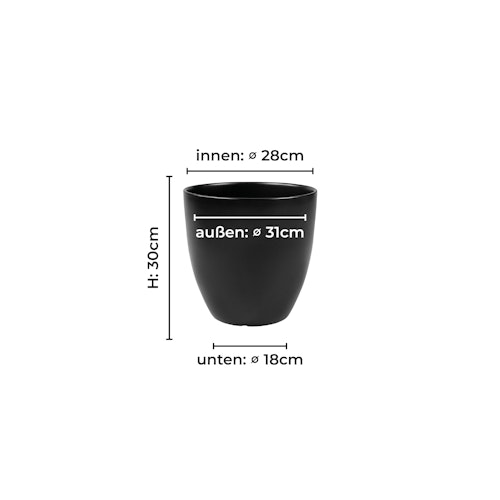 Wikholm form Design Pflanzgefäß / Blumentopf schwarz ⌀ 31 x H 30 cm