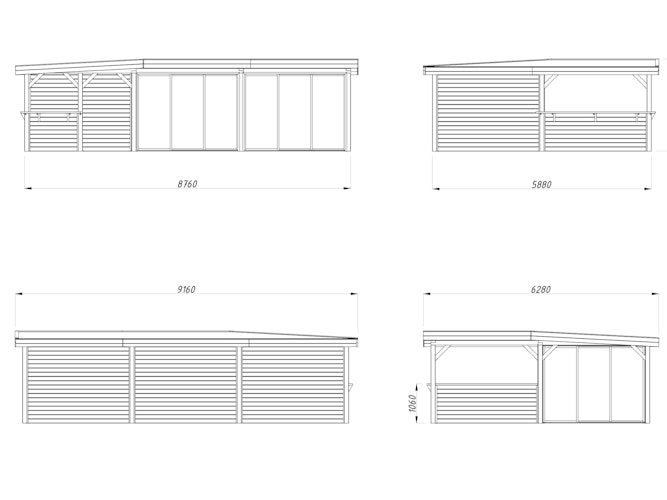 Palmako Gartenhaus Connect Lenna 33,2 m² Set 721 Slide Plus mit Isolierglas-Schiebetüren - 28 mm 