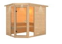 Vorschaubild Karibu Sauna Sinai 3 - Massivholzsauna mit Eckeinstieg 38 mm inkl. gratis Sauna-Zubehörset im Wert von 234,94 €