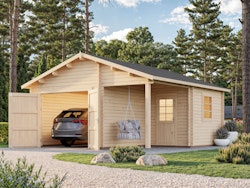 Palmako Garage Roger 21,9+5,2 m² - 44 mm - mit Holztor