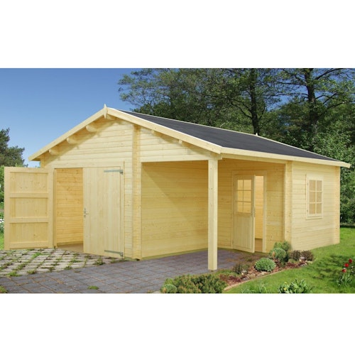 Palmako Garage Roger 21,9+5,2 m² - 44 mm - mit Holztor