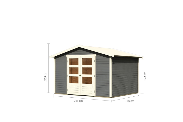 Karibu Woodfeeling Gartenhaus Amberg 2/3/4/5 terragrau - 19 mm