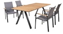 Vorschaubild Garden Pleasure Gartenmöbel Set DAVINA 01, Tisch 180 x 90 +  4 Stapelsessel, Aluminium / Teak / Kunststoffgewebe