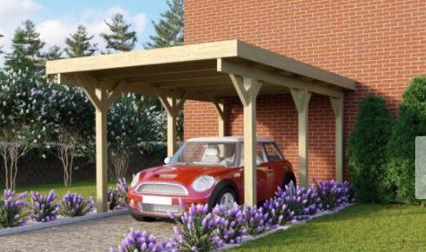 Karibu Carport Einzelcarport Classic Einzel 1 - kesseldruckimprägniert inkl. gratis H-Pfostenanker