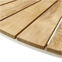 Vorschaubild Cinas Balkon-Set ELLEN, Kaffeetisch Ø 80 cm + 2 Sessel, Aluminium Weiß / Teak