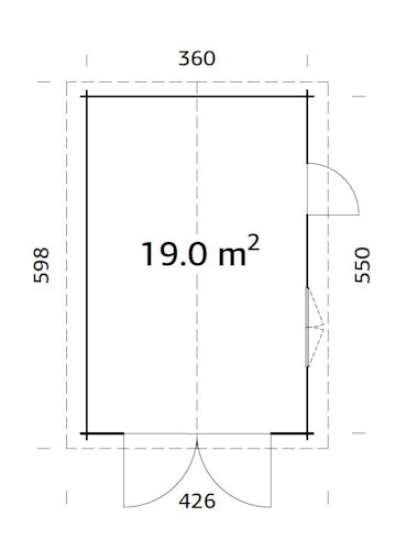 Palmako Garage Roger 19,0 m² - 44 mm - mit Holztor