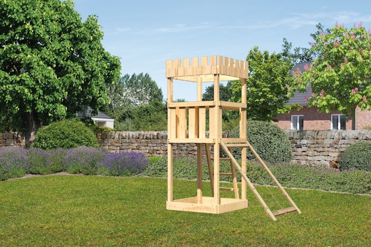 Akubi Kinderspielturm Ritterburg Löwenherz mit Netzrampe