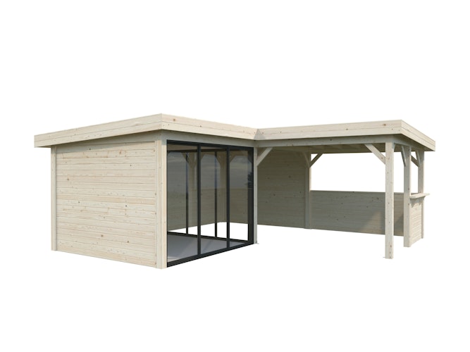 Palmako Gartenhaus Connect Lenna 24,9 m² Set 709 Slide Plus mit Isolierglas-Schiebetüren - 28 mm