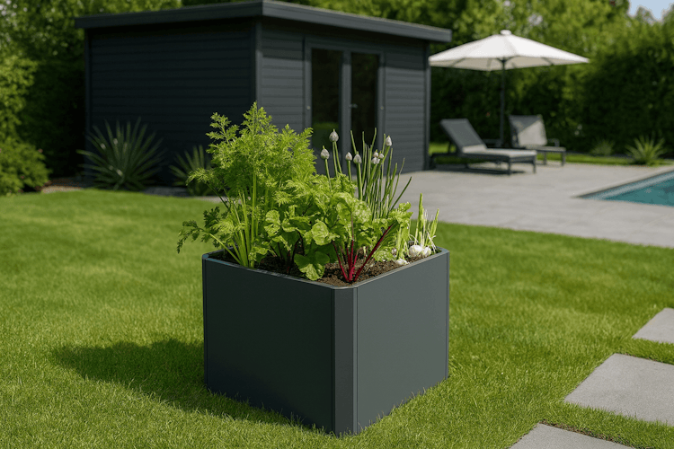 Premium Hochbeet aus Stahl anthrazit 80 x 80 x 75 cm