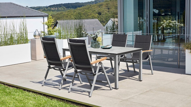 Kettler Stapelsessel GRANADA PADDED, Aluminium Silber / Outdoorgewebe Anthrazit - Auslaufartikel / Einzelstück