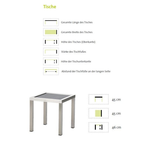 Diamond Garden Beistelltisch MADEIRA 45x45 cm, Edelstahl gebürstet / Glas / DiGaLan