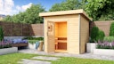 Vorschaubild Karibu Gartensauna Pultdach Saunahaus Norge naturbelassen inkl. gratis Sauna-Zubehörset im Wert von 234,94 €