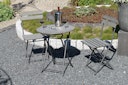 Vorschaubild Garden Pleasure Balkon-Set LUGO, Klapptisch Ø 60 + 2 Klappstühle, Stahl Dunkelgrau / Nonwood Grau