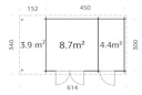 Vorschaubild Palmako Gartenhaus Ella 13,1 m² Zweiraumhaus inkl. 3,9 m² Anbau - 28 mm