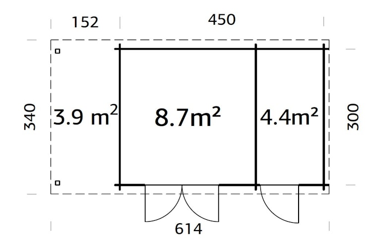 Palmako Gartenhaus Ella 13,1 m² Zweiraumhaus inkl. 3,9 m² Anbau - 28 mm