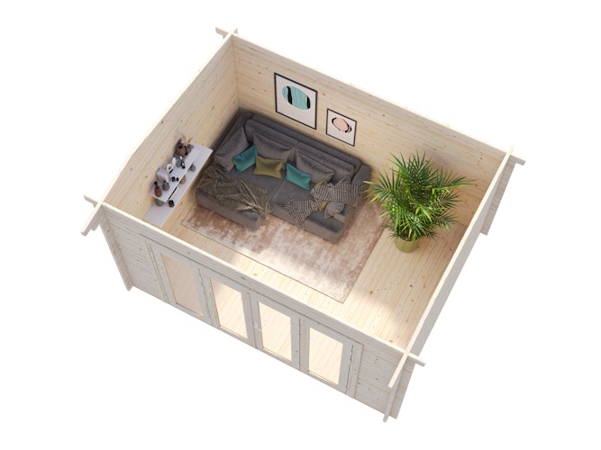 Palmako Gartenhaus Ines 11,1 m² mit Doppelfalttür - 44 mm