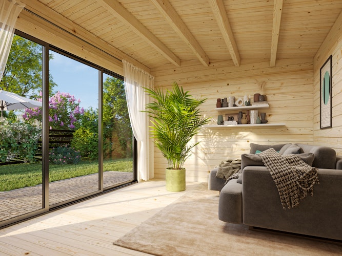 Palmako Gartenhaus Ines 11,1 m² mit Schiebetür - 44 mm