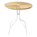 Vorschaubild Cinas Balkon-Set ELLEN, Kaffeetisch Ø 80 cm + 2 Sessel, Aluminium Weiß / Teak