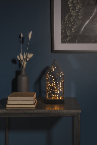 Konstsmide Weihnachtsbeleuchtung  LED Glaslaterne mit Spitze Holzfundament