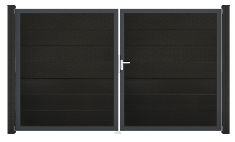 GroJa Solid Grande Tor 2-flügelig 3000 x 1800 mm, Alu-Rahmen Anthrazit DB 703