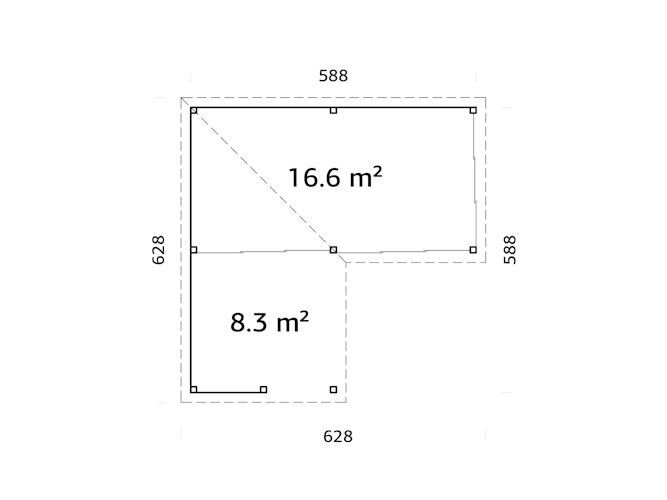 Palmako Gartenhaus Connect Lenna 24,9 m² Set 723 Slide Plus mit Isolierglas-Schiebetüren - 28 mm