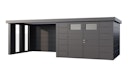 Vorschaubild Telluria Metallgerätehaus Classico 3030 mit Lounge Anbau large (ca. 314 cm Breite) inkl. 2 Fenstern