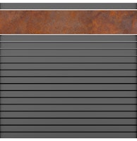 BM Zaunserie Typ 249 Rhombus Alu Grundelement, 180 x 180 cm mit Cortenstahl Streifen