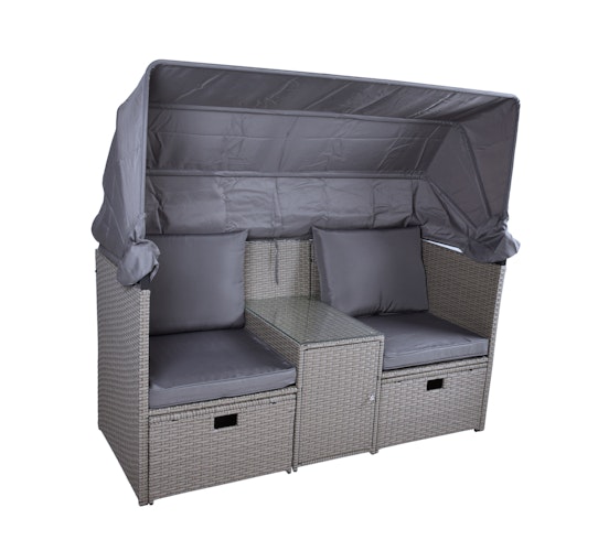 Garden Pleasure Relax-Lounge SAINT-TROPEZ,  Polyrattan Grau / Kissen 100 % Polyester  Silbergrau