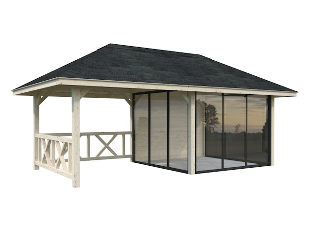 Palmako Pavillon Bianca 16,6 m² Set 504 Slide Plus mit Isolierglas-Schiebetüren