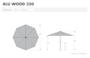 Vorschaubild doppler Mittelmastschirm ALU WOOD 350, Aluminium Esche-Optik / 100 % Polyester 180 g/m²