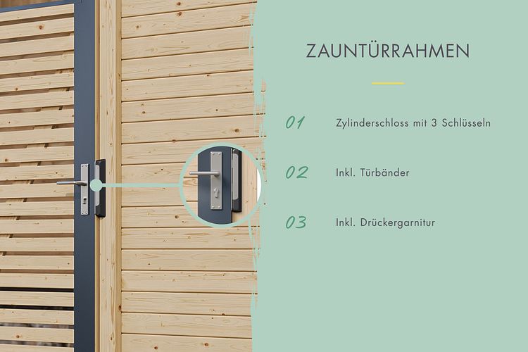 Karibu Sichtschutzzaun Blickdicht Einzeltor 1070 x 1850 mm 