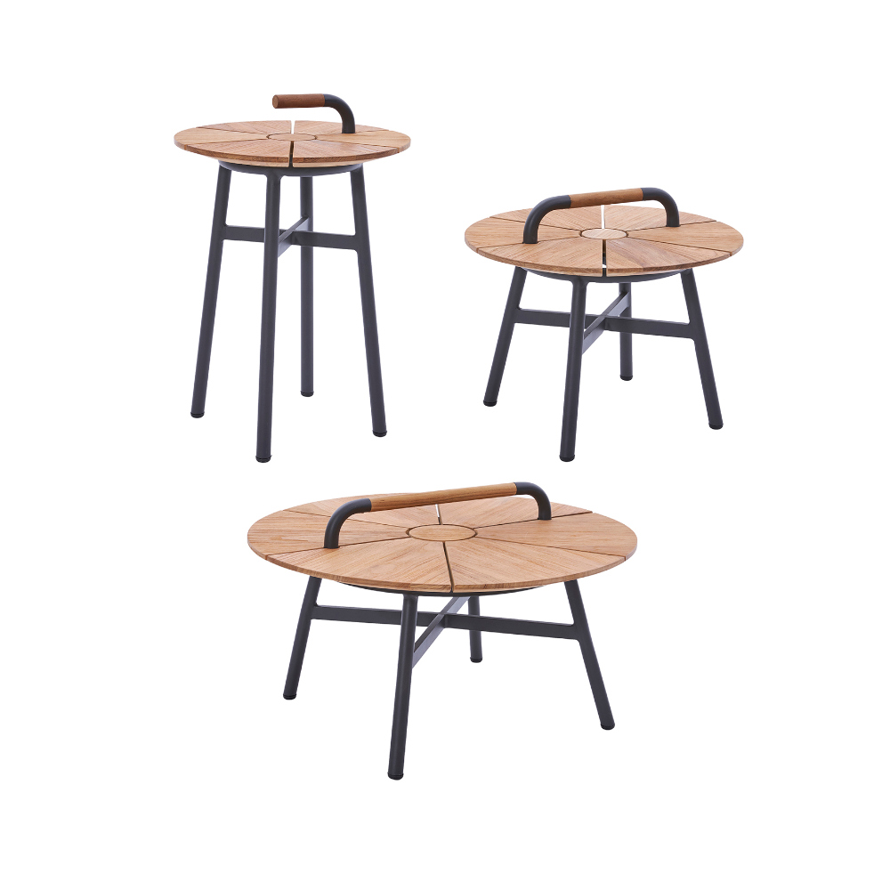 Diamond Garden Beistelltisch NORA, Aluminium Dunkelgrau / Recycled Teak