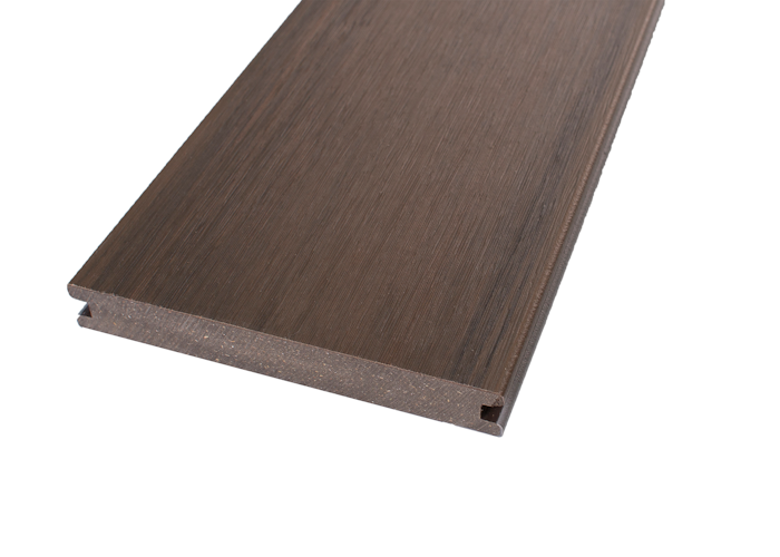 GroJa QUATTRO Massiv Terrassendiele Steingrau + Walnuss beidseitg Feinstruktur 4 Meter