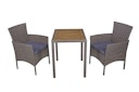 Vorschaubild Garden Pleasure Balkon-Set DAKOTA, Tisch 70 x 60 + 2 Sessel, Polyrattan / Akazie / Kissen 100 % Polyester