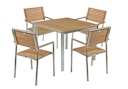 Vorschaubild Garden Pleasure Gartenmöbel Set DENVER 03, Tisch 90 x 90 cm + 4 Stapelsessel, Edelstahl / Teak