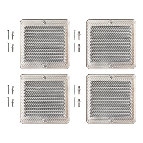 Lüftungsgitter für Gartenhäuser inkl. Befestigungsmaterial & Insektenschutzgitter - 4er Set