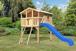 Akubi Kinderspielhaus Kinderspielgerät Benjamin inkl. Wellenrutsche und Netzrampe (Set B)