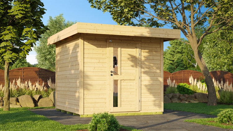 Weka Gartenhaus Designhaus 172 mit Vordach (50 cm) und Design-Einzeltüre