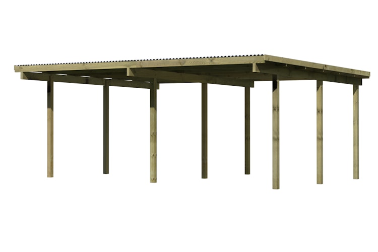 Karibu Carport Doppelcarport Eco 1/2 - kesseldruckimprägniert