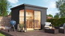 Vorschaubild Designhaus 412 Gr. 1 mit Glasschiebetür (Homeoffice-Gartenhaus) - 44 mm