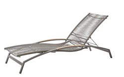 Diamond Garden Liege VALENCIA, Edelstahl Dunkelgrau / Rope Grau / Premium Teak-Armlehnen