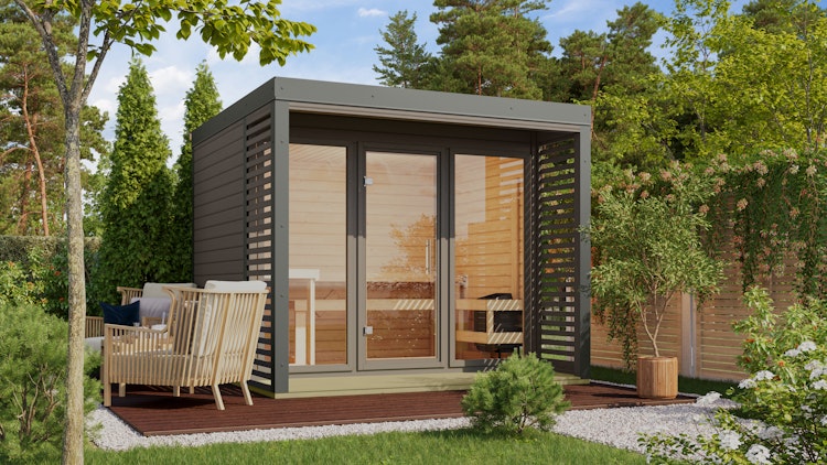 Karibu Saunahaus Ares 3 - Hybridhaus mit Metallrahmen - 38 mm inkl. gratis Sauna-Zubehörset im Wert von 234,94 €