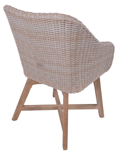 Garden Pleasure Gartenmöbel Set FREMONT / OAKLAND, Tisch Ø 110 + 4 Sessel, Akazie / Polyrattan Zimtbraun / Kissen 100 % Polyester Taupe