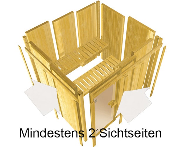 Karibu Multifunktions-Sauna Ava inkl. Infrarotstrahler mit Eckeinstieg 68 mm inkl. gratis Sauna-Zubehörset im Wert von 234,94 €