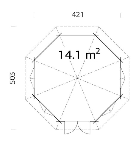 Palmako Pavillon Hanna 14,1 m² - 44 mm