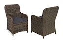 Vorschaubild Garden Pleasure Gartenmöbel Set BORDEAUX II, Tisch 200 x 100 + 6 Sessel, Polyrattan Nelkenbraun / Glasplatte / Kissen 100 % Polyester Dunkelgrau