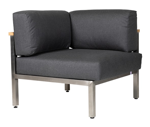 Diamond Garden Lounge Eckmodul GOMERA Sun & Rain, Edelstahl / Tuvatextil (100 % Polyacryl) Schwarz/Silber